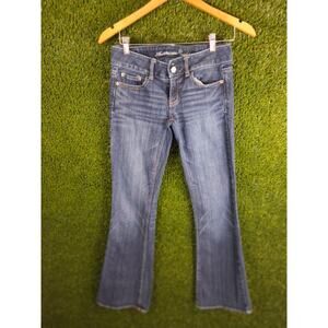 American Eagle Artist Jeans Womens 2 Short Blue Stretch Low Rise Bootcut Flare